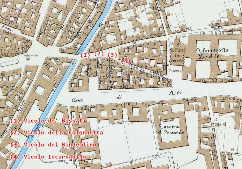 Mappa del Borgo con segnati i vicoli