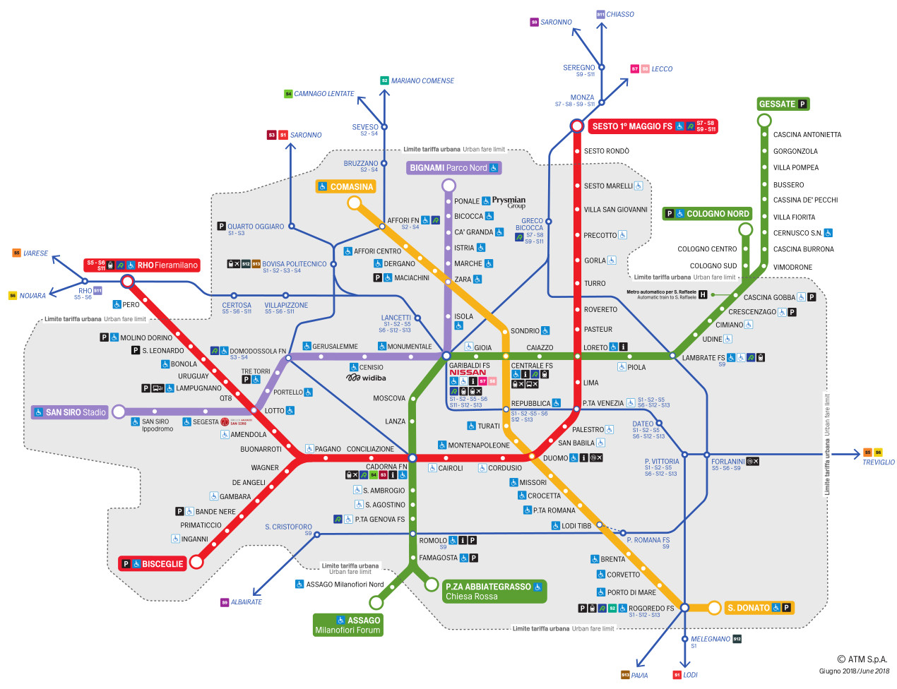 Metropolitana Milano Schema Rete Metro ATM 2018 Urbanfile