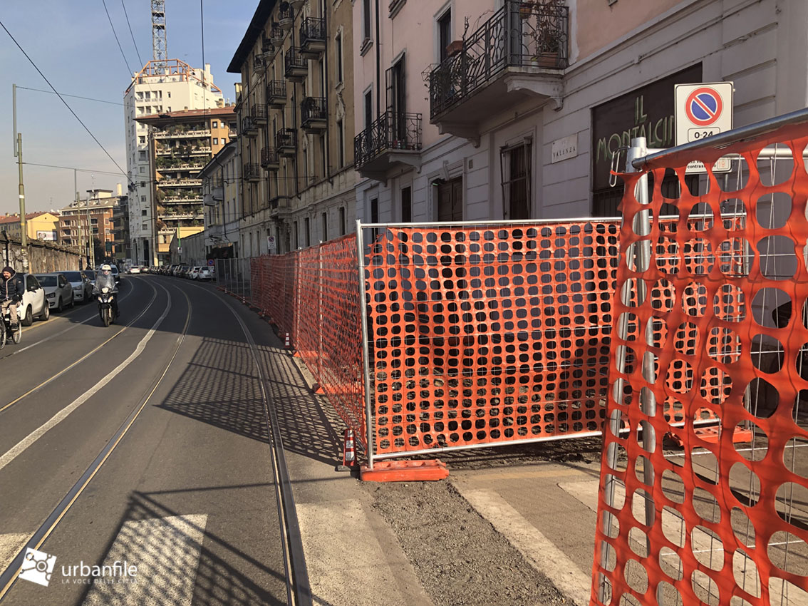 Milano | Porta Genova – Riqualificazione fermate tram 2: via Valenza Ripa, febbraio 2019